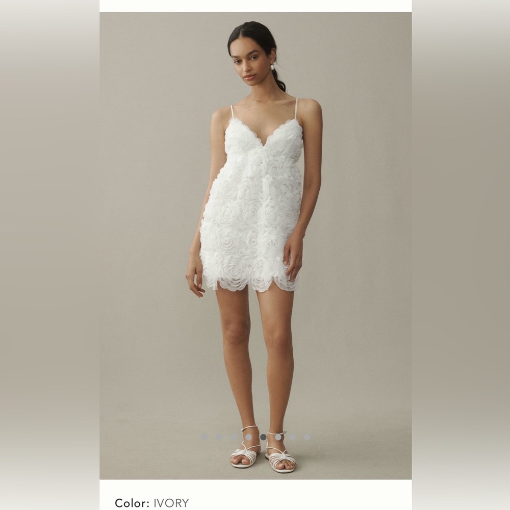 ANTHROPOLOGY BHLDN V-NECK TULLE ROSETTE MINI DRESS - Picture 2 of 11